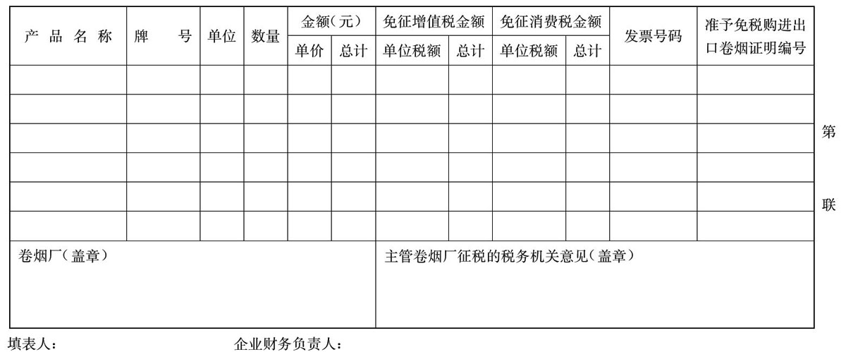 出口卷烟已免税证明