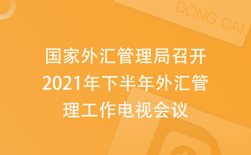 国家外汇管理局召开2021年下半年外汇管理工作电视会议