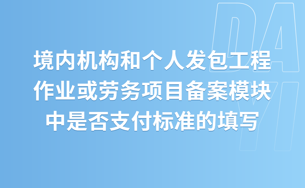 境内机构和个人发包工程作业或劳务项目备案模块中“是否支付标准”应如何填写?