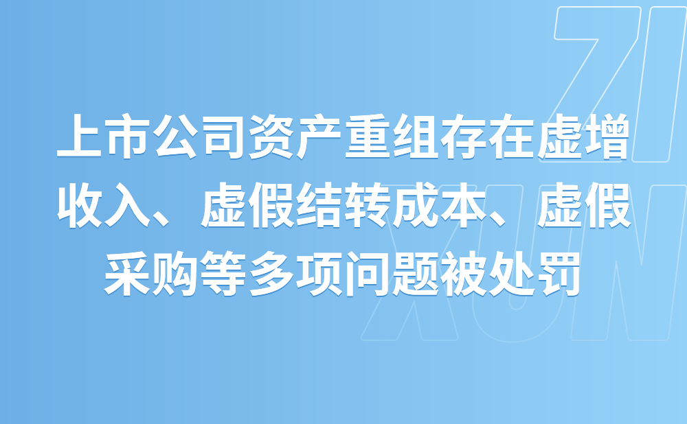 上市公司资产重组存在虚增收入、虚假结转成本、虚假采购等多项问题被处罚