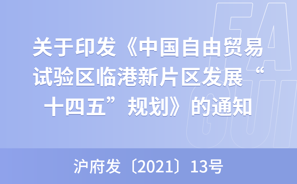上海市人民政府关于印发《中国(上海)自由贸易试验区临港新片区发展“十四五”规划》的通知