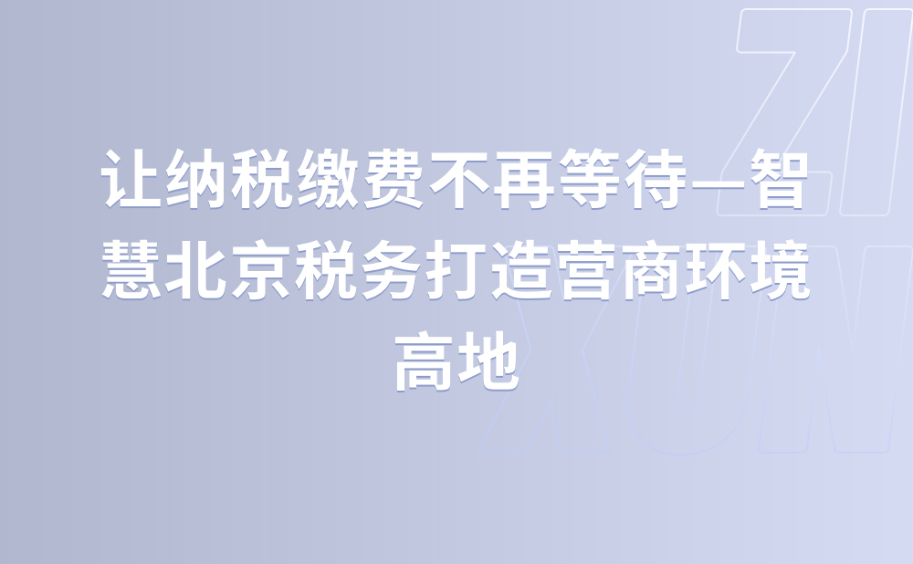 让纳税缴费不再等待——智慧北京税务打造营商环境高地